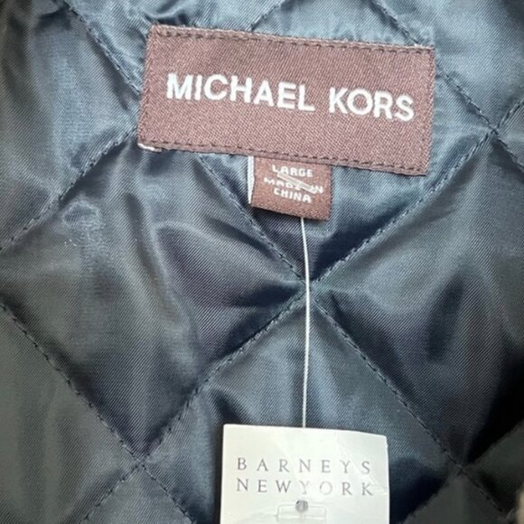 MICHAELS KORS WOOL BLEND MEN'S PEA COAT NWOT SZ L- GORGEOUS- HEAVY ACCENT PULLS/ - Picture 2 of 7